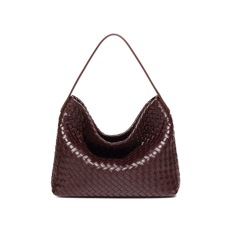 Woven Leather Hobo Bag – Deep Burgundy | Soft Slouchy Design, Handmade Weave