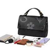 Black Embossed Pattern Top Handle Bag - Unique & Chic