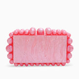 Luxury Pearl Acrylic Clutch – Elegant Evening Bag with Gold Chain