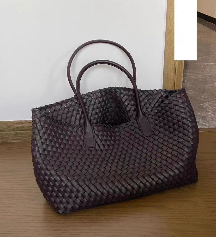 Handcrafted Woven Vegan Leather Tote – Timeless Style for Everyday Use