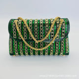 Xandelle | Turquoise Crystal Embellished Shoulder Bag – Vibrant Glamour