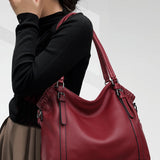 Talyssia | Luxe Slate Blue Leather Tote Bag – Chic & Functional