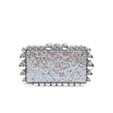 Luxury Pearl Acrylic Clutch – Elegant Evening Bag with Gold Chain