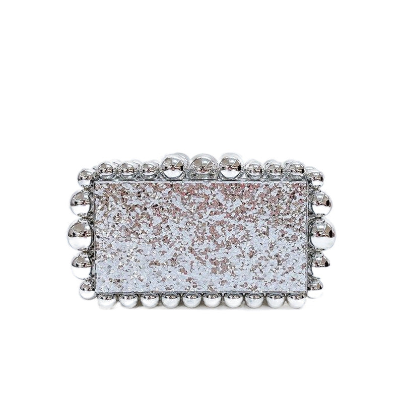 Luxury Pearl Acrylic Clutch – Elegant Evening Bag with Gold Chain