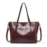 Brown Faux Leather Tote Bag - Versatile Shoulder & Crossbody