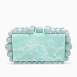 Luxury Pearl Acrylic Clutch – Elegant Evening Bag with Gold Chain