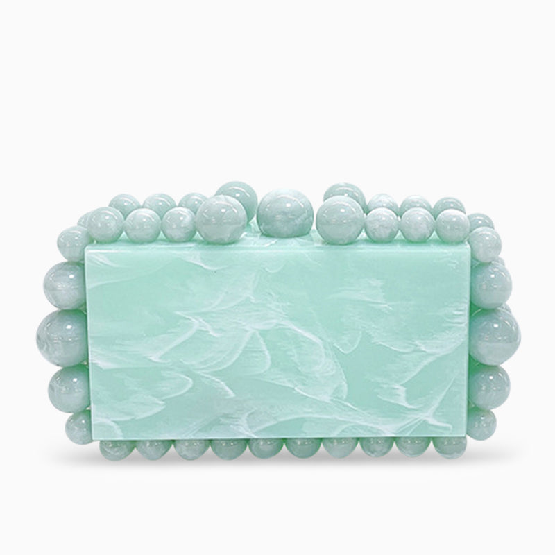 Luxury Pearl Acrylic Clutch – Elegant Evening Bag with Gold Chain