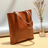 Alma | Classic Leather Tote Bag – Slim Handles & Spacious Interior