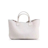 Handwoven Leather Tote Bag – Structured Genuine Leather Carryall with Top Handles