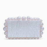 Luxury Pearl Acrylic Clutch – Elegant Evening Bag with Gold Chain