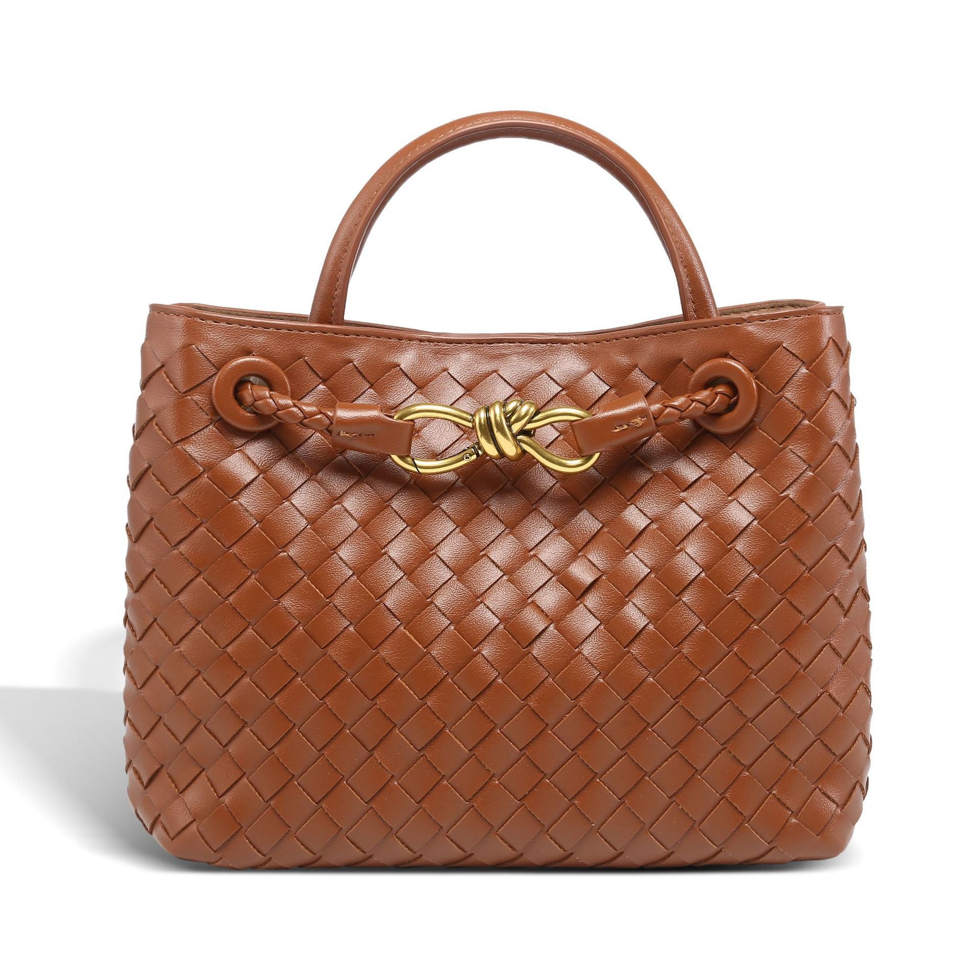 Alyn | Black Woven Midi Leather Tote Bag – Effortless Elegance & Timeless Appeal