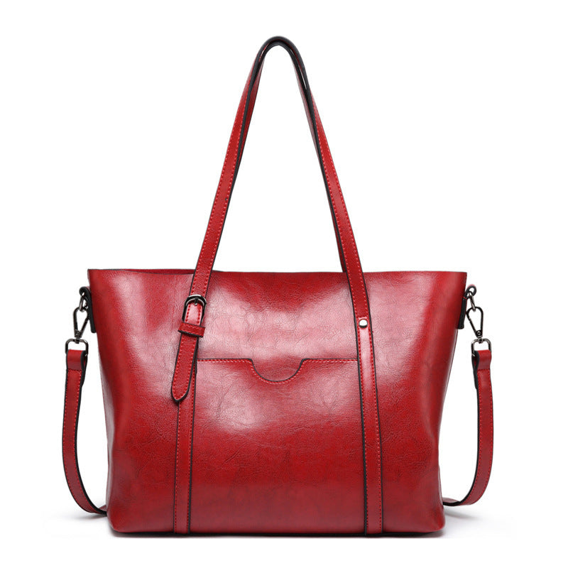 Brown Faux Leather Tote Bag - Versatile Shoulder & Crossbody