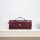 Mira | Snake-Embossed Vegan Leather Clutch – Top Handle & Gold Twist Lock