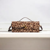 Aurora |  Leopard Print Crossbody Bag – Faux Leather Clutch with Gold Lock