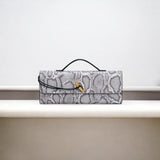 Separhine | Snakeskin Clutch Bag – Faux Leather Evening Bag with Gold Lock