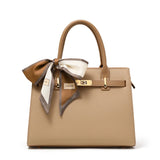 Charlotte | Beige Structured Handbag with Scarf – Elegant & Chic