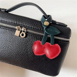 Cherry Heart Leather Bag Charm – Cute & Stylish Accessory