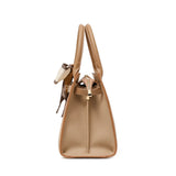 Charlotte | Beige Structured Handbag with Scarf – Elegant & Chic