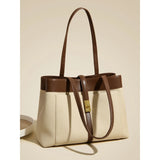 Livia | Elegant Black Leather Tote Bag for Women – Large Shoulder Bag with Gold Lock