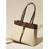 Livia | Elegant Black Leather Tote Bag for Women – Large Shoulder Bag with Gold Lock