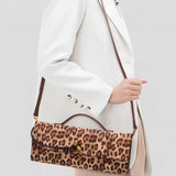 Aurora |  Leopard Print Crossbody Bag – Faux Leather Clutch with Gold Lock