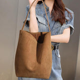 Senna Minimalist Suede Tote Bag – Large Shoulder Bag