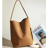 Senna Minimalist Suede Tote Bag – Large Shoulder Bag