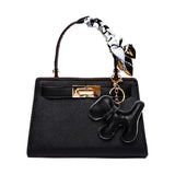 Luna | Black Mini Handbag with Scarf & Charm – Elegant & Playful