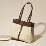 Livia | Elegant Black Leather Tote Bag for Women – Large Shoulder Bag with Gold Lock