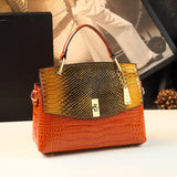 Lilly Iridescent Python & Croc-Embossed Top Handle Bag – Luxury Statement Satchel for Women