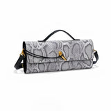 Separhine | Snakeskin Clutch Bag – Faux Leather Evening Bag with Gold Lock