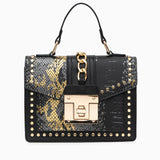 Statement Messenger Bag with Chain Detail and Python Texture