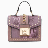 Statement Messenger Bag with Chain Detail and Python Texture