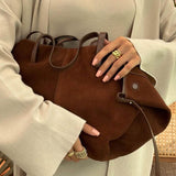 Amelia | Brown Suede Tote Bag – Timeless & Versatile