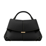 Luxury black leather top-handle handbag with gold-tone details from Aurora-Bags, displayed against a light background.