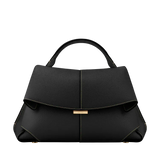 Luxury black leather top-handle handbag with gold-tone details from Aurora-Bags, displayed against a light background.