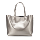 Stella | Silver Leather Tote Bag – Sleek & Luxurious