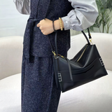 Sabine Structured Black Leather Shoulder Bag for Women – Elegant Work & Daily Tote