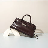 Women’s Full Grain Leather Boston Tote – Silver Hardware
