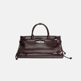 Women’s Full Grain Leather Boston Tote – Silver Hardware