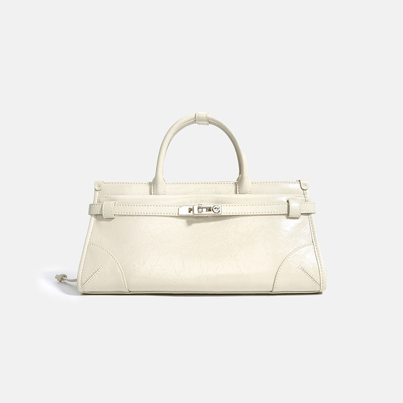 Women’s Full Grain Leather Boston Tote – Silver Hardware
