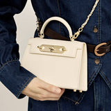 Women’s Mini Leather Chain Top Handle Bag – Gold Hardware