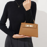 Women’s Mini Leather Chain Top Handle Bag – Gold Hardware
