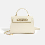 Women’s Mini Leather Chain Top Handle Bag – Gold Hardware