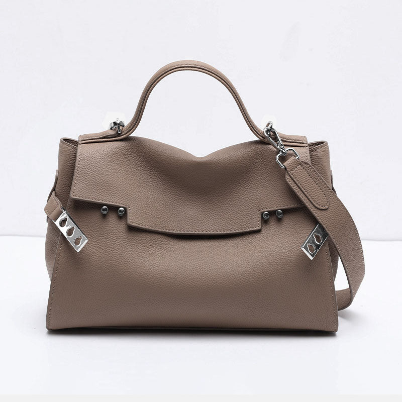 Women’s Leather Shoulder Handbag – Minimalist Structured Design