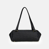 Women's Minimalist Woven Leather Baguette Bag