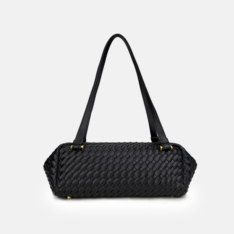 Women's Minimalist Woven Leather Baguette Bag