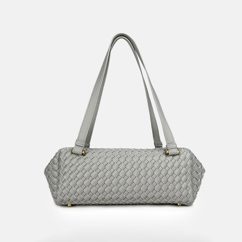Women's Minimalist Woven Leather Baguette Bag