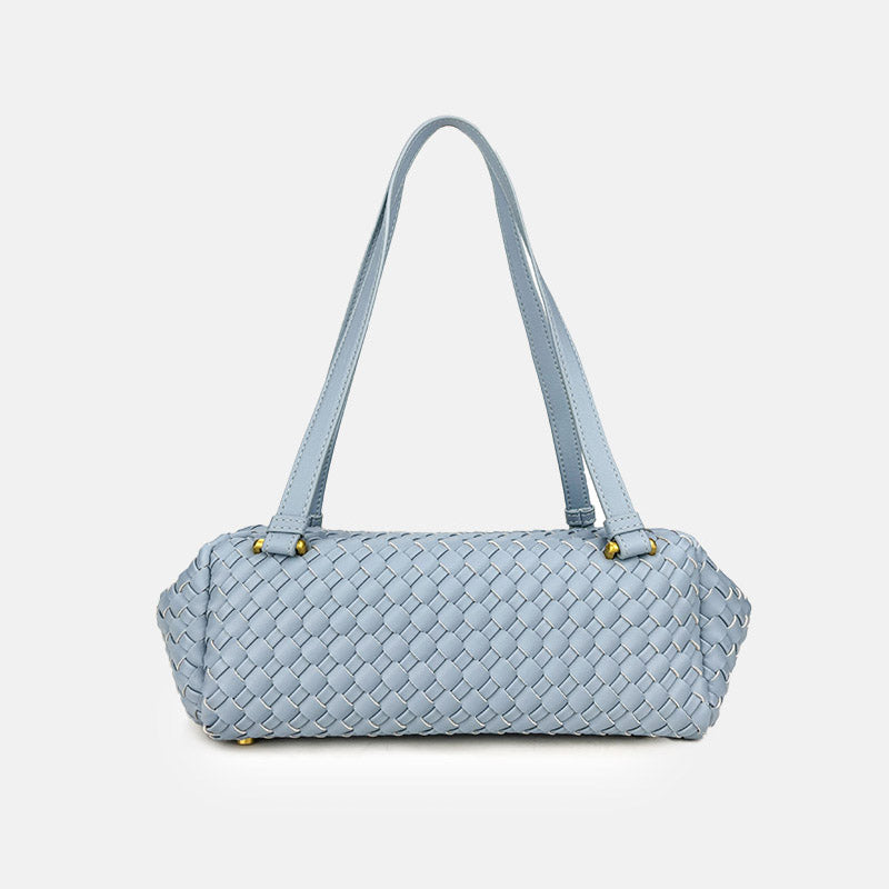 Women's Minimalist Woven Leather Baguette Bag