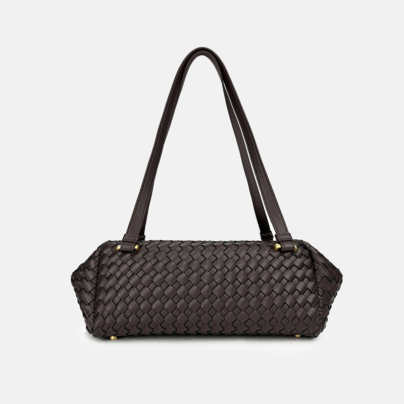 Women's Minimalist Woven Leather Baguette Bag